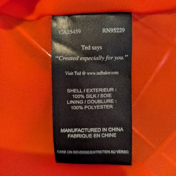 NWT Ted Baker Burnt Orange 100% Silk Fit & Flare Tie Back Dress - UK 3, US 8 - Picture 5 of 6